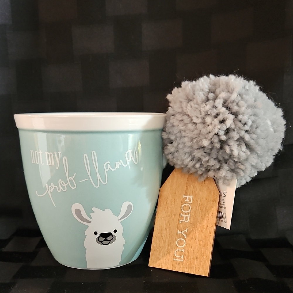 NWT Collins Fresh + Original "Not My Prob-Llama" Ceramic Mug with Pom-Pom